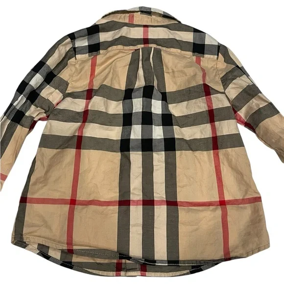 Burberry Kids Tan Plaid Shirt Size:2Y - Picture 4 of 6